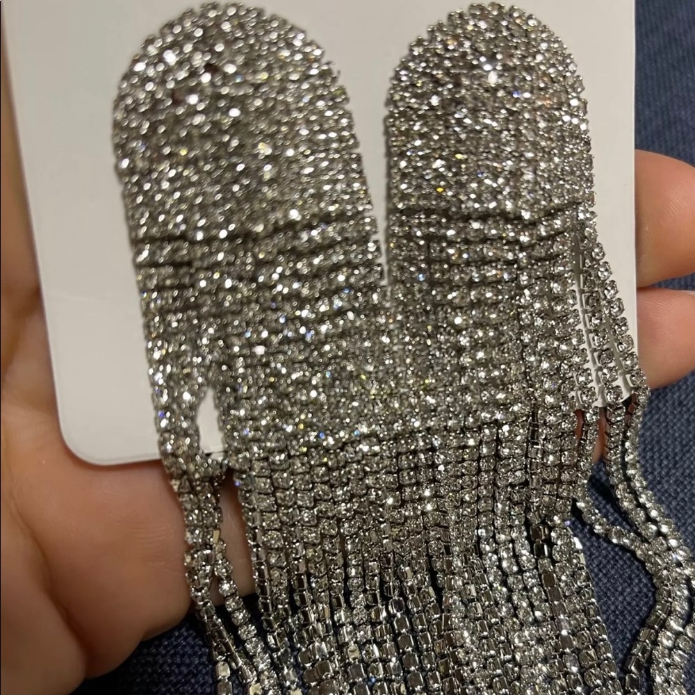 Long earrings with crystals - Picture 4 of 6